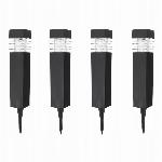 4x solarna talna črna LED vrtna svetilka 40cm