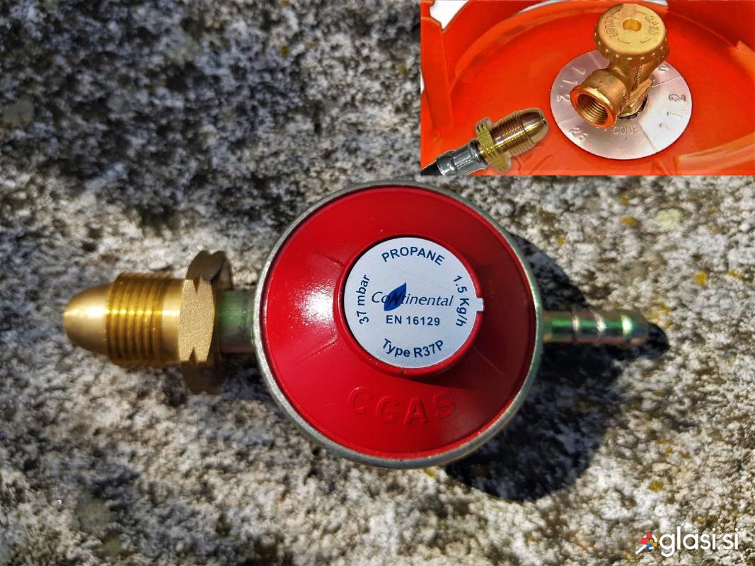 Nizkotlačni regulator propan plina 37 mbar Tip R37P zunanji navoj novo
