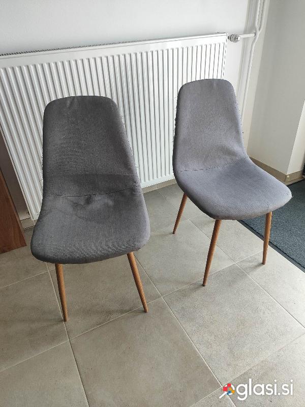 Oblazinjen stol s kovinskimi nogami 2 kos