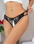 HLAČKE Z ODPRTINO Ohyeah P5267 Black - odprto mednožje, črna barva