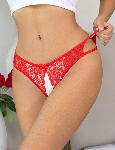  HLAČKE Z ODPRTINO Ohyeah P5267 Red - odprto mednožje, rdeča barva