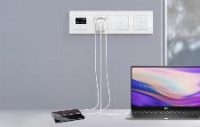 Pametna WiFi stenska vtičnica 16A 2xUSB TUYA črna Alexa Google Assistant
