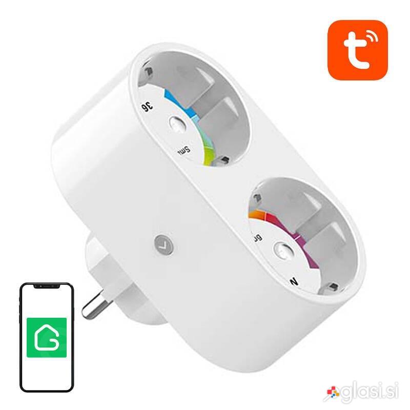 Dvojna pametna WiFi vtičnica do 3680W Tuya Alexa Google Assistant