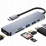 Alu. adapter USB-C 6v1 USB 3.0 HDMI in čitalec kartic