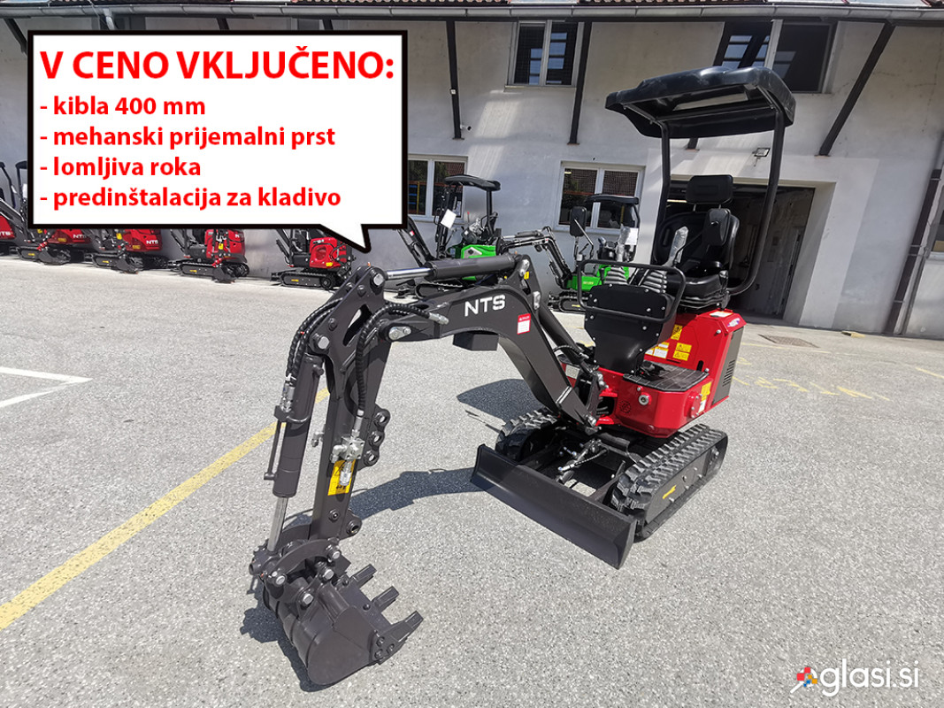 Mini bager goseničar NTS - 1.0-KS V2, DIZEL, Mehanski prst