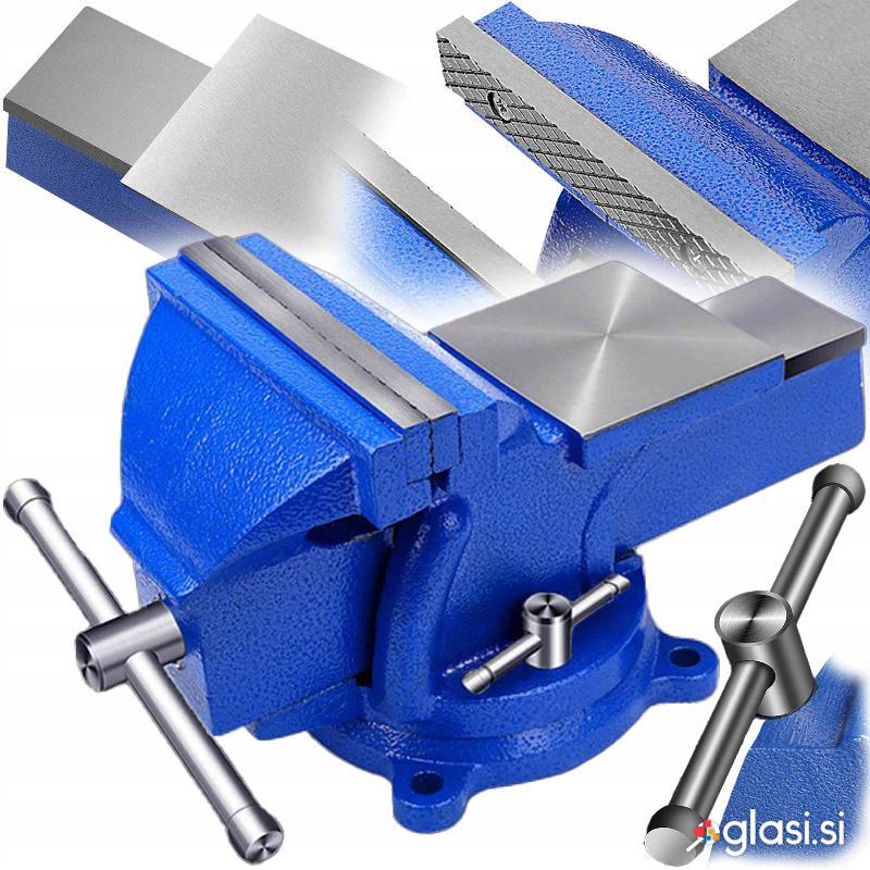 Večnamenski vrtljiv namizni ključavničarski primež in nakovalo 125mm moder