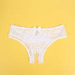 HLAČKE Z ODPRTINO Ohyeah P5278 White - odprto mednožje, bela barva