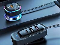 Avto FM oddajnik in polnilec bluetooth 3x USB 12-24V LED RGB