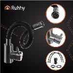 Enoročna kuhinjska kromirana armatura z gibljivo cevjo 360°