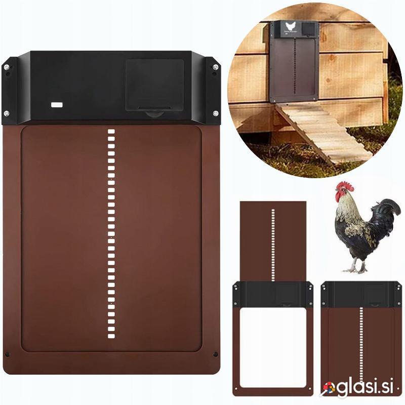Elektronska avtomatska vrata za kokošnjak s senzorjem mraka 35x24cm rjava