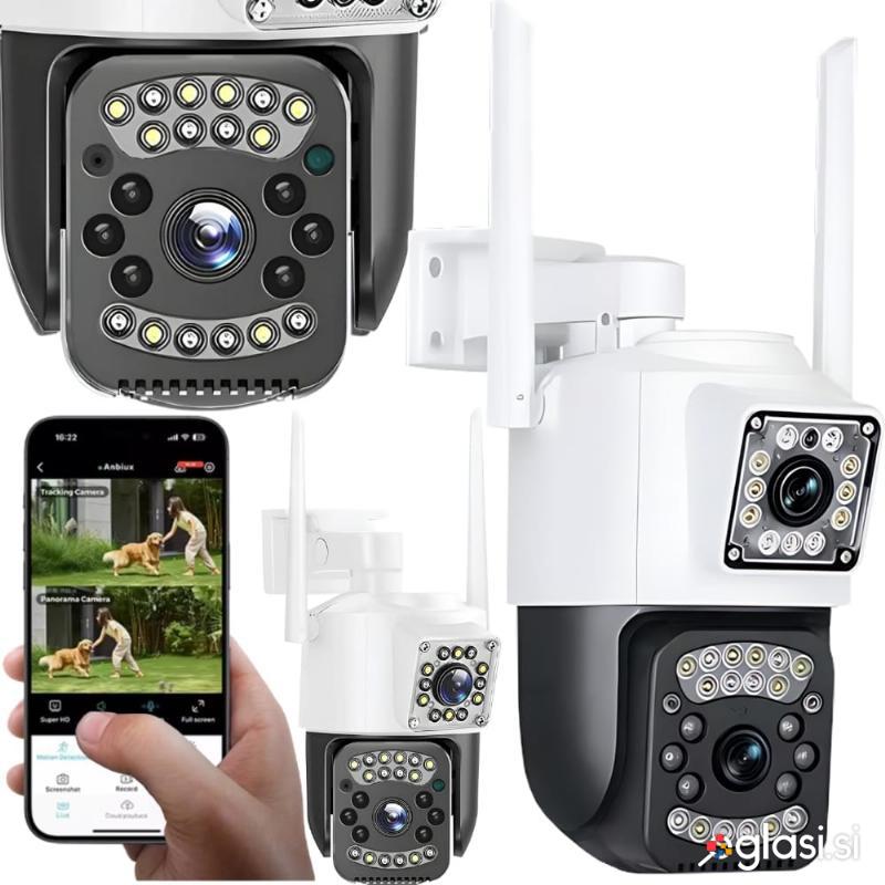 WIFI 4G dvojna brezžična vrtljiva 6MPX videonadzorna kamera IR LED bela