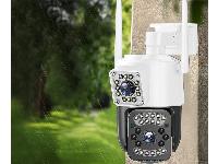 WIFI 4G dvojna brezžična vrtljiva 6MPX videonadzorna kamera IR LED bela