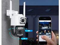 WIFI 4G dvojna brezžična vrtljiva 6MPX videonadzorna kamera IR LED bela
