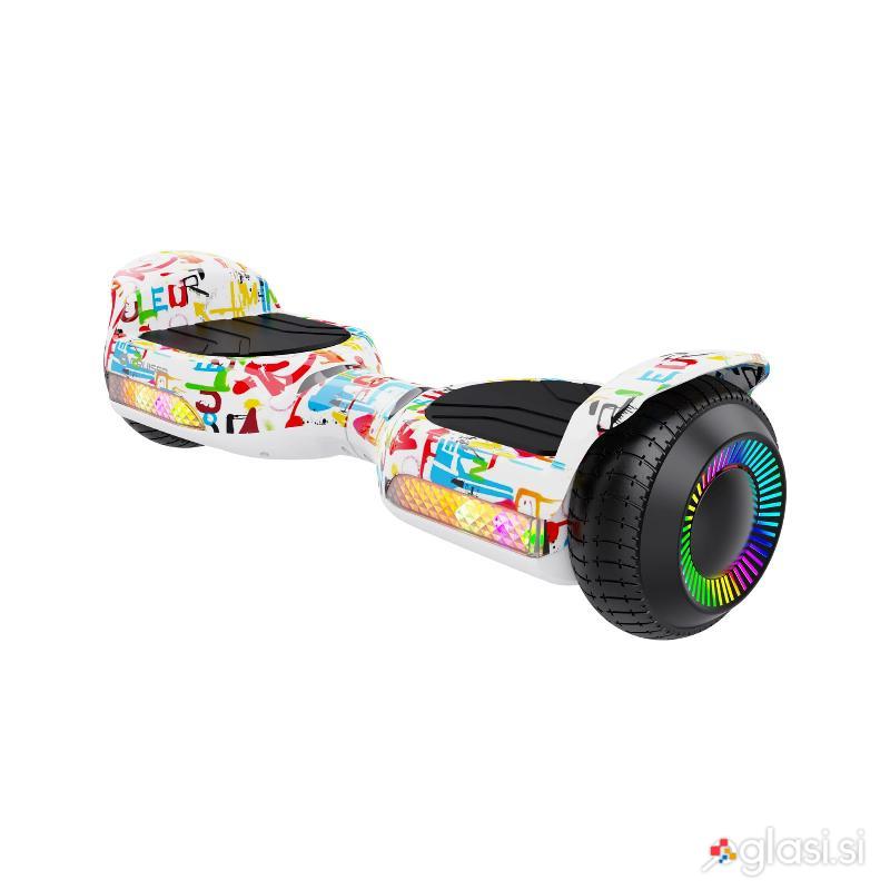 Električno dvokolo skuter rolka LED RGB 100kg Cruiser 10 km/h bela
