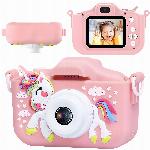 Otroški LCD 40MPix digitalni fotoaparat samorog USB roza + 32GB SD kartica