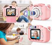 Otroški LCD 40MPix digitalni fotoaparat mucka 600mAh USB roza + 4GB SD kartica
