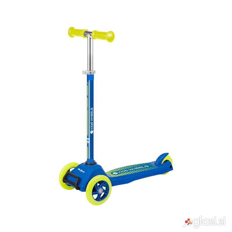 Zložljiv otroški trikolesni skiro KIDS WHEELS modro-rumen