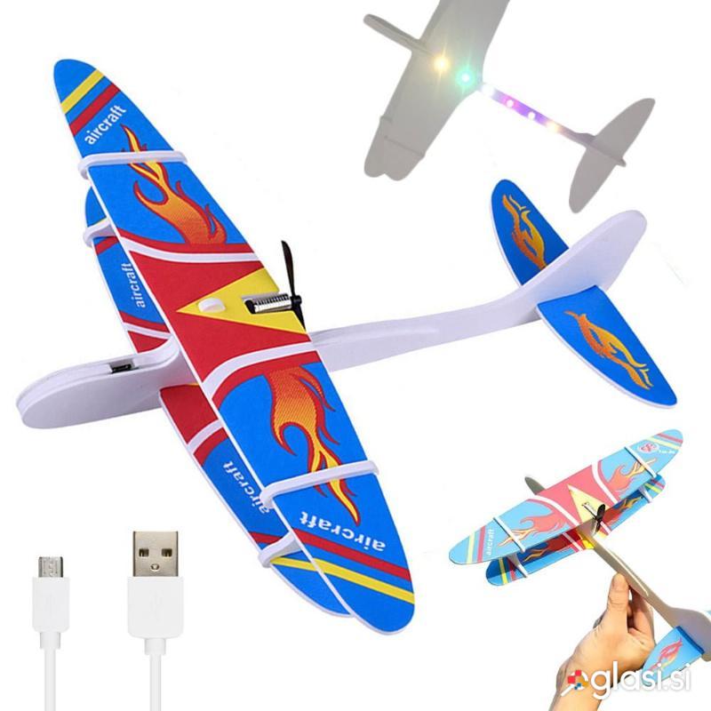 Aku. dvokrilno motorno LED letalo iz stiroporja 28cm USB