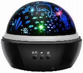 USB LED RGB projektor nočna lučka - menjava projekcij črna