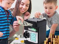 Elektronski sef za varčevanje PIN odpiranje - hranilnik črn