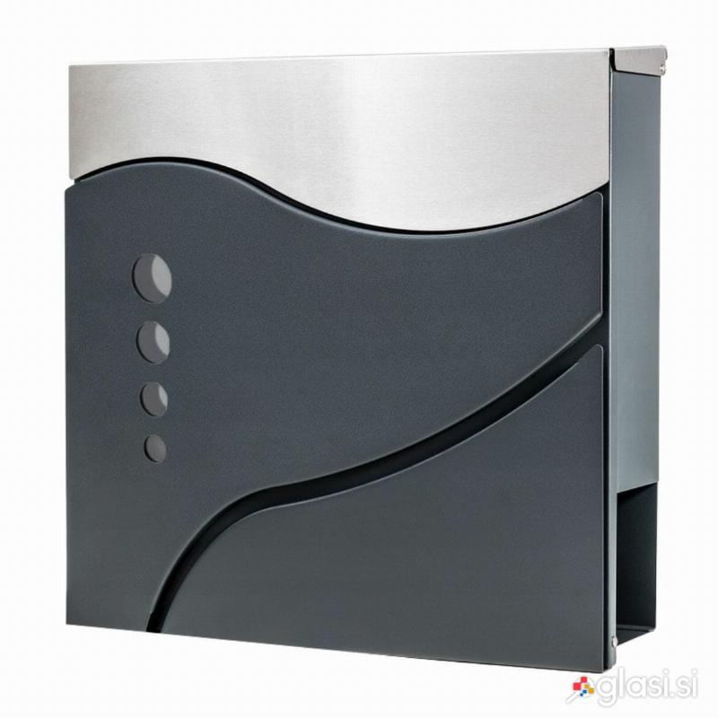 Poštni nabiralnik z režo za časopis antracit in inox mod.53 370x370x105mm