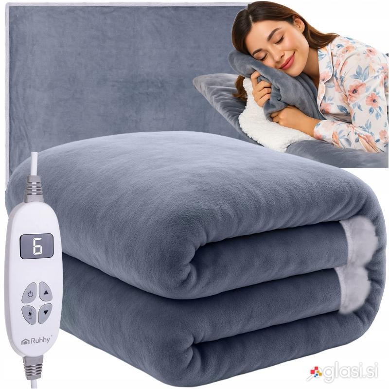 85W električna pralna grelna odeja 180x130cm sivo bela