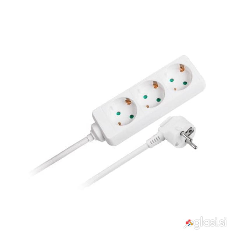 150cm električni razdelilec 3x priklop do 2300W + varovalo otrok bel