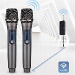 Brezžični aku. karaoke set 2x mikrofon LCD in sprejemnik do 50m 2,4 GHz