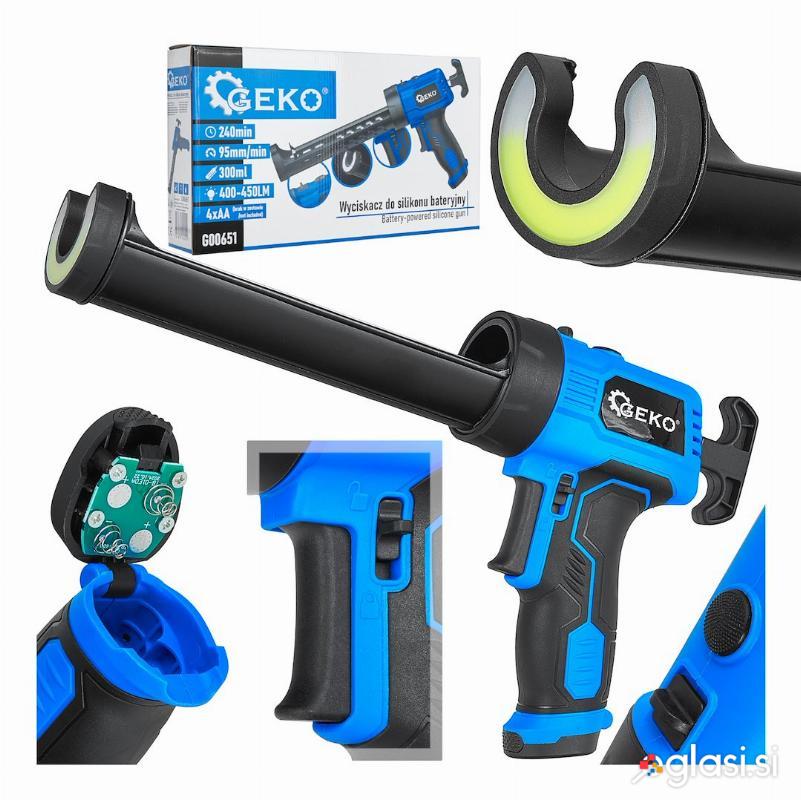 Avtomatska baterijska LED lepilna pištola za nanašanje silikonov in mas do 300ml