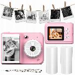Otroški LCD instant fotoaparat s tiskalnikom + 3 trakovi roza