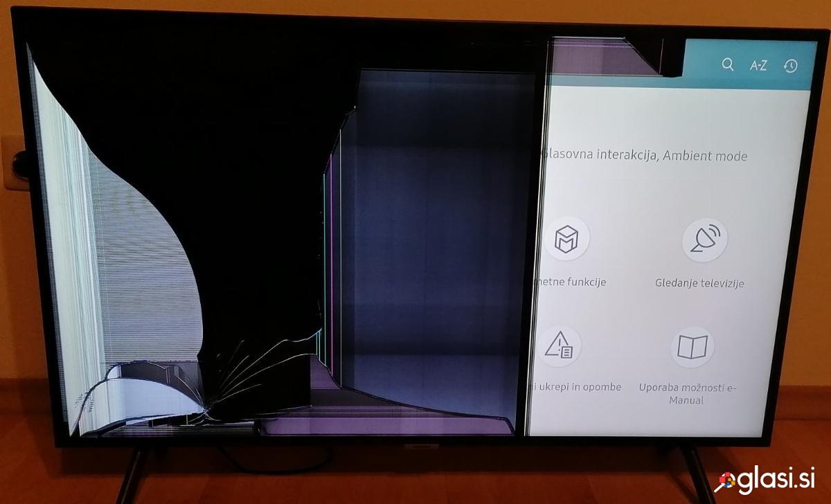TV Samsung LED s poškodovanim ekranom model UE40NU7192
