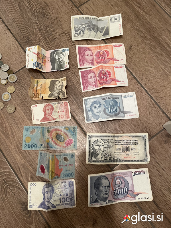 Prodam nekaj različnih bankovcev, kovancev, cena od 1€ naprej,