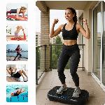 550 LCD fitnes trener platforma za vibracijsko vadbo z daljincem do 150kg črna