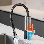 Inox LCD kuhinjski pretočni električni grelnik vode 3000W s fleksibilnim izlivom