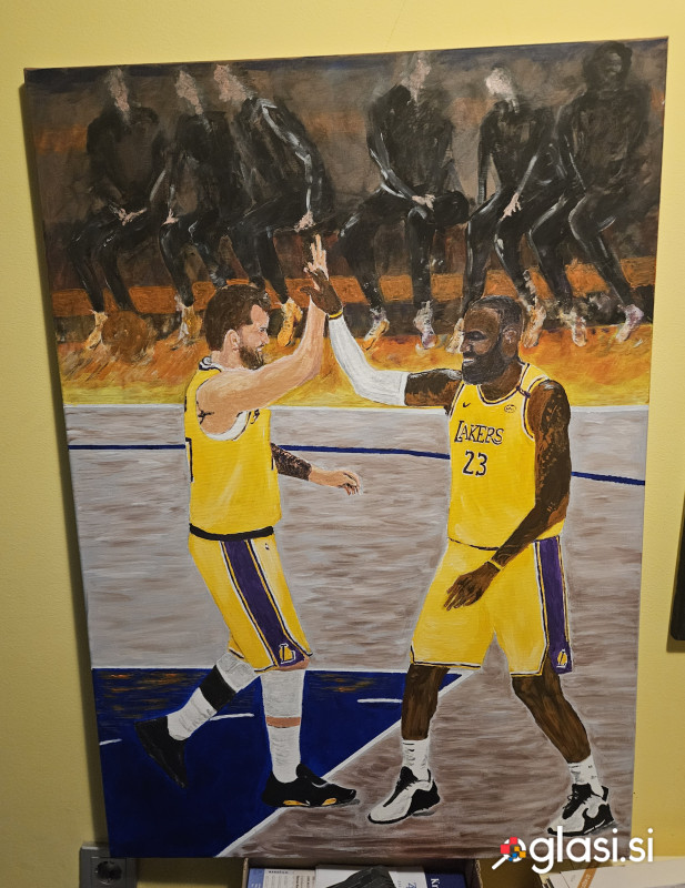 LEBRON JAMES & LUKA DONČIĆ slika, OLJE na platno