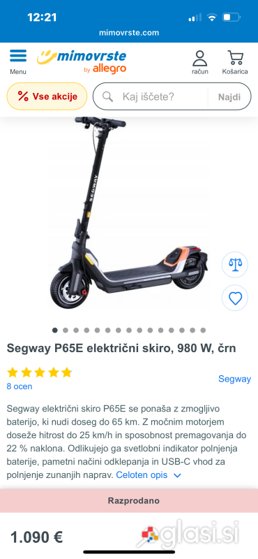 Segway | P65 Električni skiro | Odprta embalaža
