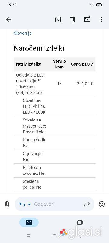 Kopalniško ogledalo z led osvetlitvijo 60x70cm