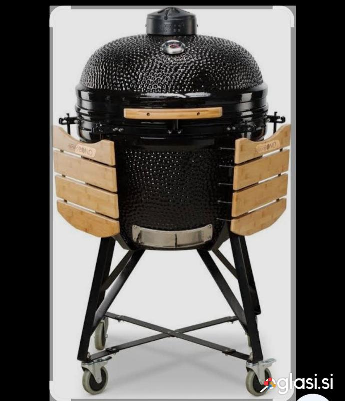 Stojalo za žar kamado bono ter stranski odlagalni polici in rocaj