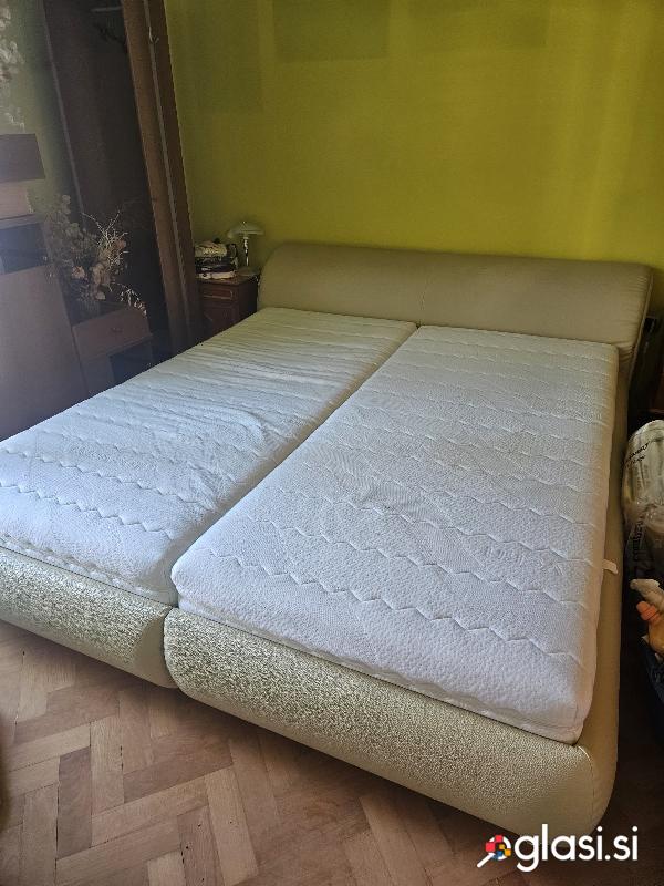 Usnjen posteljni okvir 180×200cm z jogiji