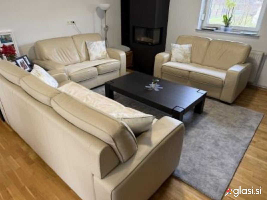 Trosed, 2 dvoseda in 2 recliner fotelja (Natuzzi pravo usnje)