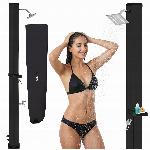 Zunanji pokončni solarni tuš 40L in pipo 216cm črn 360°