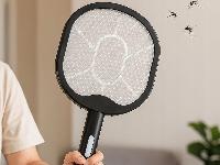 Aku. zložljiv električni lopar uničevalec insektov LED UV USB 50cm črn