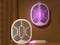 Aku. zložljiv električni lopar uničevalec insektov LED UV USB 50cm bel
