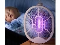 Aku. zložljiv električni lopar uničevalec insektov LED UV USB 50cm bel