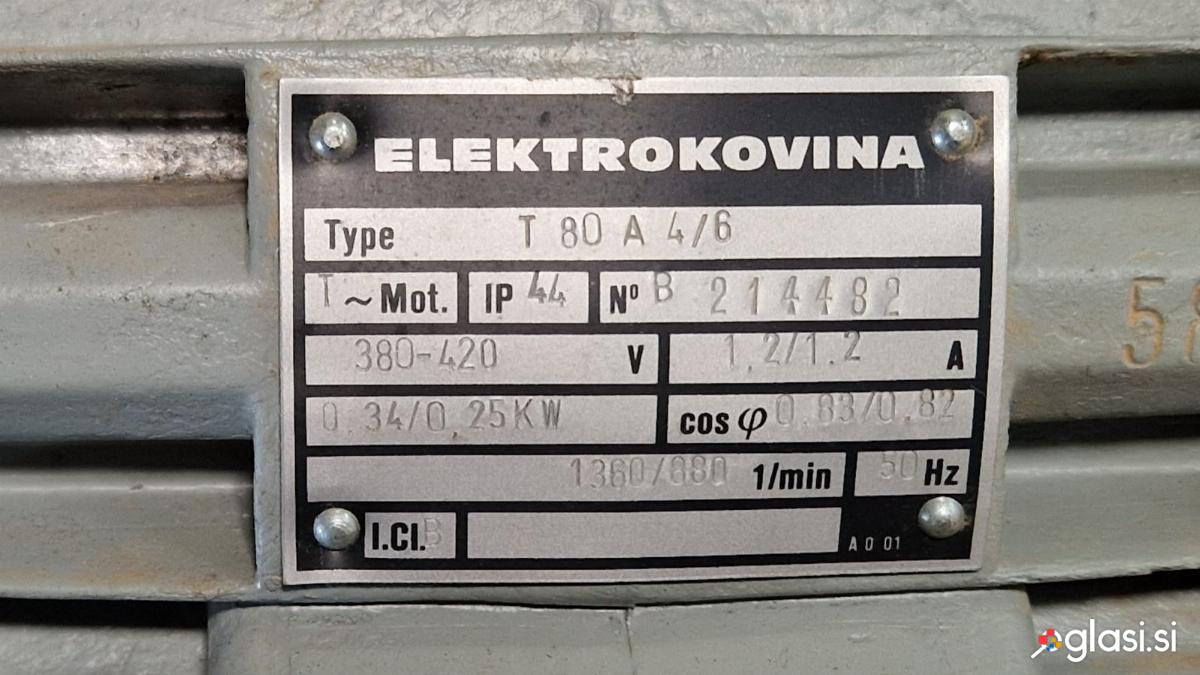 Trifazni elektromotor Elektrokovina 0,25/0,34 kW