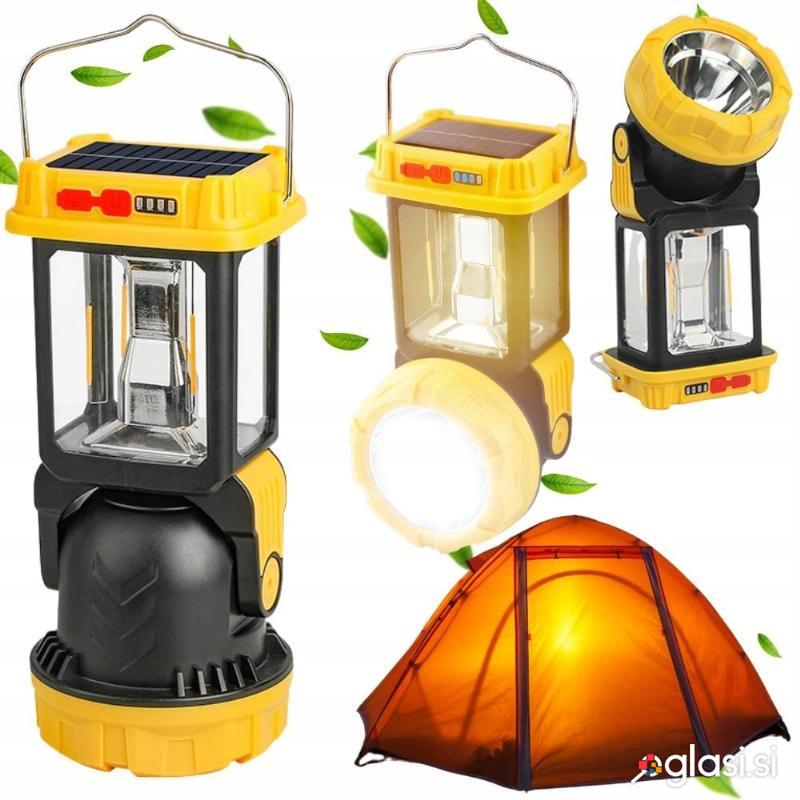 Potovalna aku. 2400mAh solarna LED luč za kampiranje USB
