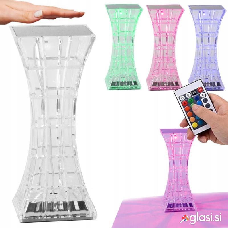 id-1005 LED RGB aku. namizna kristalna svetilka USB daljinec pravokotna