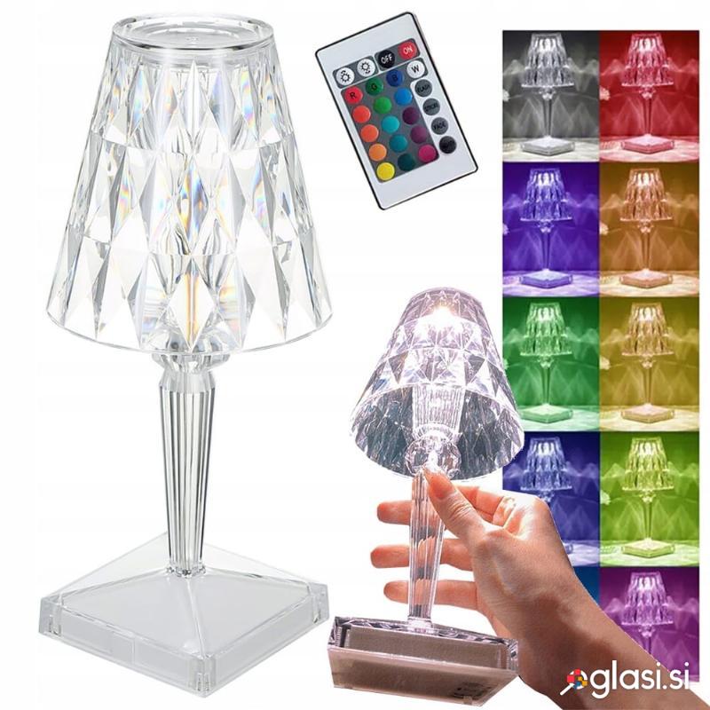 id-1005 LED RGB aku. namizna kristalna svetilka USB daljinec 25cm