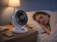 id-1562 Brezžični LCD aku. ventilator samodejno nihanje USB 22cm bel