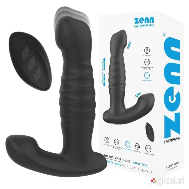 STIMULATOR PROSTATE Zenn P011 Black - analni vibrator, debelina 3,3 cm, potiski,